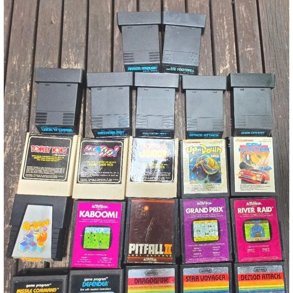 Vintage Atari 2600 Jr Console Bundle Untested, 29 Games, OEM Controller